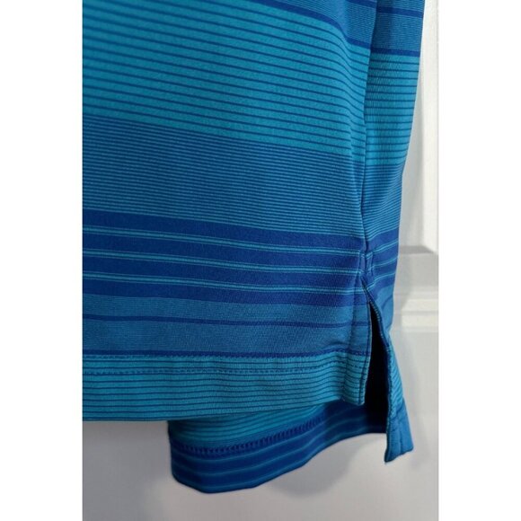 Peter Millar Short Sleeved Golf Polo Shirt Aqua Royal Blue Striped Men's Large L - Picture 4 of 7